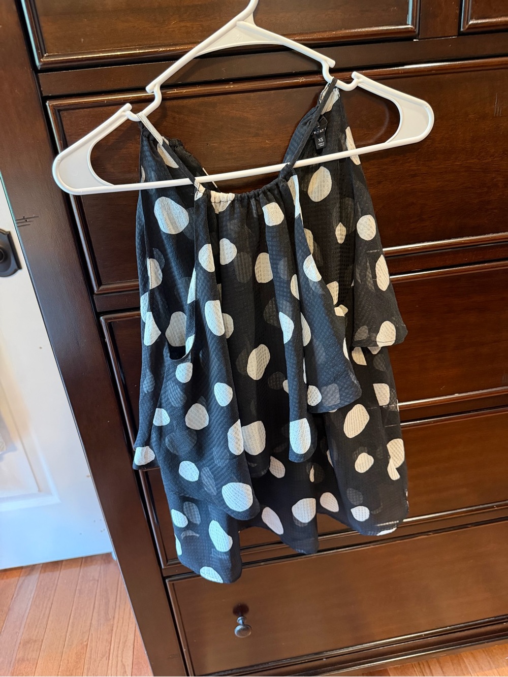 Who What Wear Black Cami with White Polka Dots